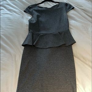 Alice + Olivia grey peplum fitted dress